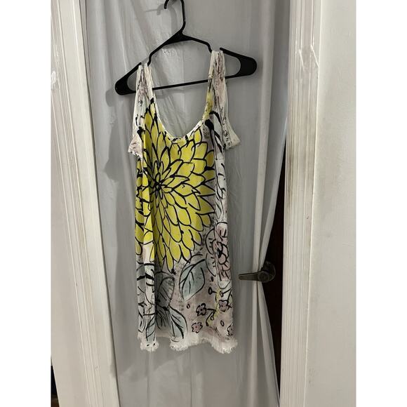 skif Dresses & Skirts - Skif Skifo Yellow Green Pink Floral Print Tank Mojo Dress Sz M